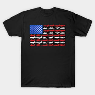 Pilot Airplane American Flag T-Shirt